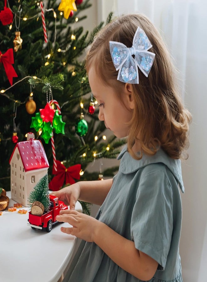 ميروكش مشابك شعر زرقاء على شكل فيونكة ندفة ثلجية للبنات والسيدات، قطعتان، 4 بوصات، شبك لامع، مشابك شعر على شكل فيونكة من التول، إكسسوارات شعر للأطفال والمراهقين، مناسبة لأعياد الميلاد وحفلات الزفاف، هدية مثالية لعيد الميلاد - Image 5